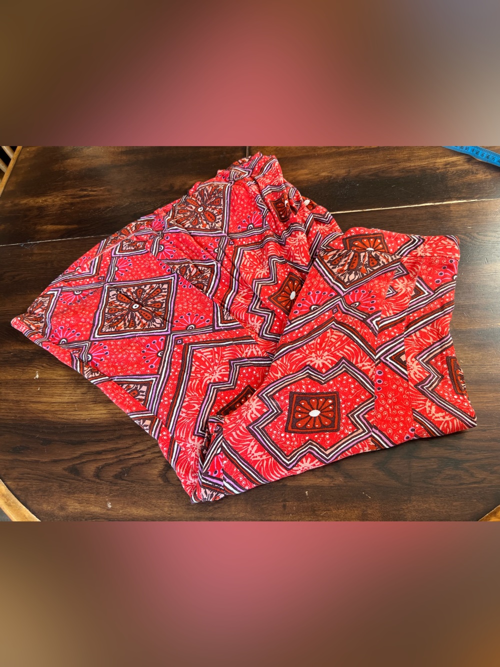 Anthropologie Bohemian Flowy Red Geometric Wide Leg Palazzo Pants Women’s 8 Art - Picture 15 of 15